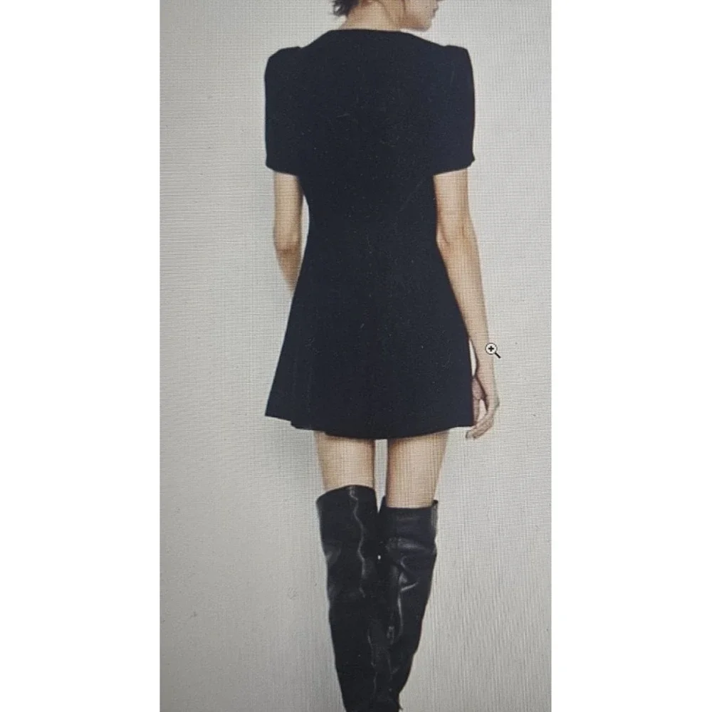 ZARA black velvet mini dress crystal embellished buttons woman sz S